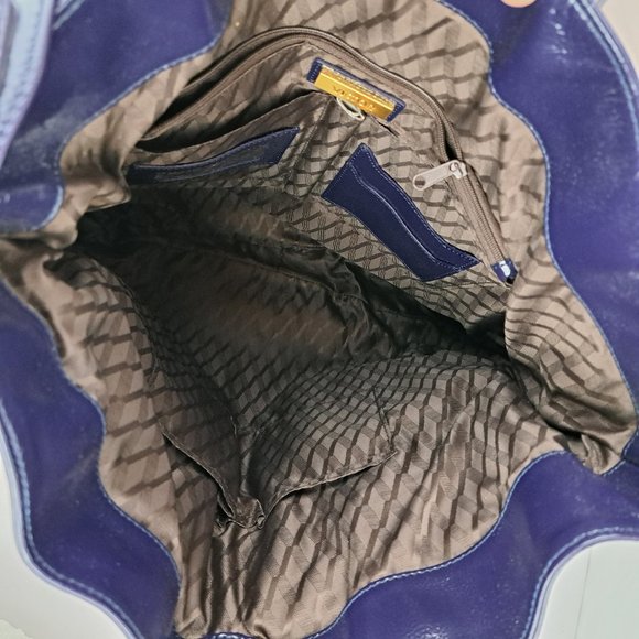 Victor Alfaro Patent Leather Purple Shoulder Bag Large Tote Style with Dust Bag - Picture 6 of 16